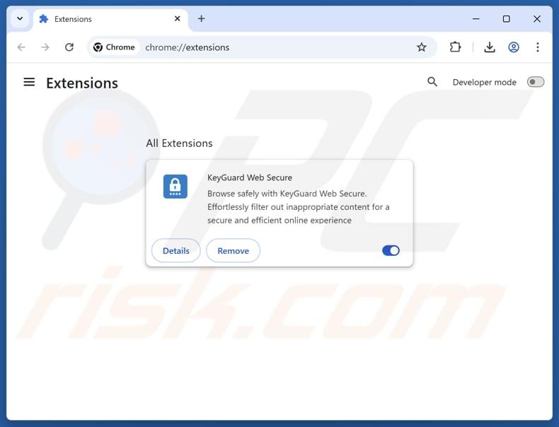 Suppression des extensions Google Chrome liées à keyguard-websecure.com