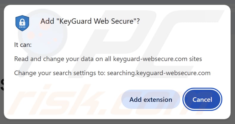 Le pirate de navigateur KeyGuard Web Secure demande des autorisations