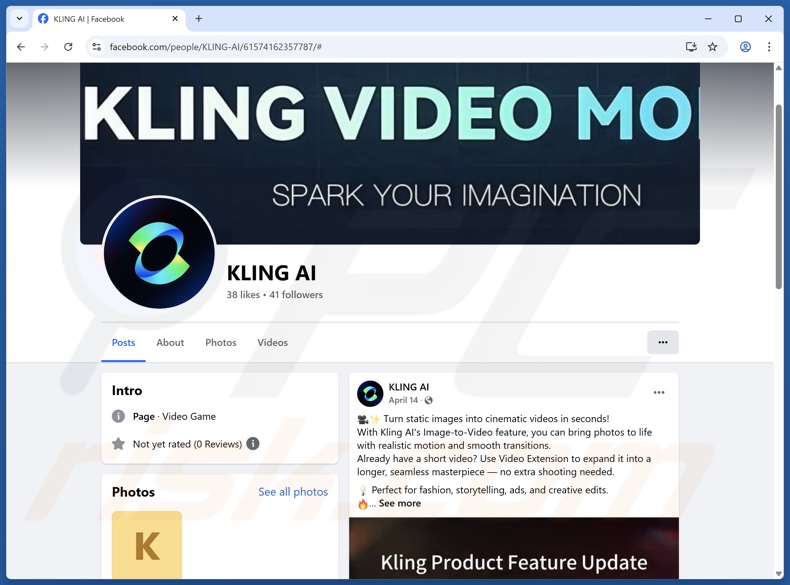Faux compte Facebook Kling AI utilisé pour promouvoir le logiciel malveillant PureHVNC