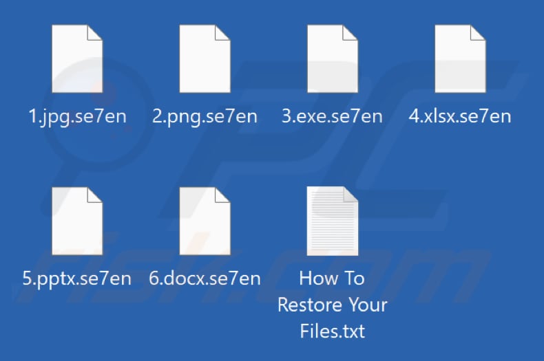 Fichiers cryptés par le ransomware Se7en (extension .se7en)