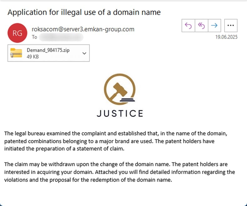 E-mail promouvant le cheval de Troie Efimer (source securelist.com)