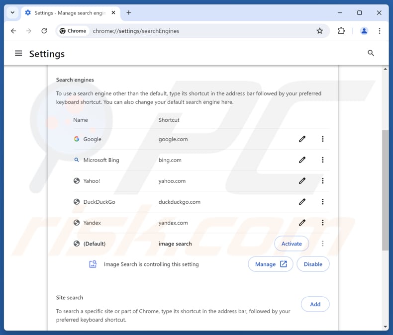 Suppression de find.searchtheimage.com du moteur de recherche par défaut de Google Chrome