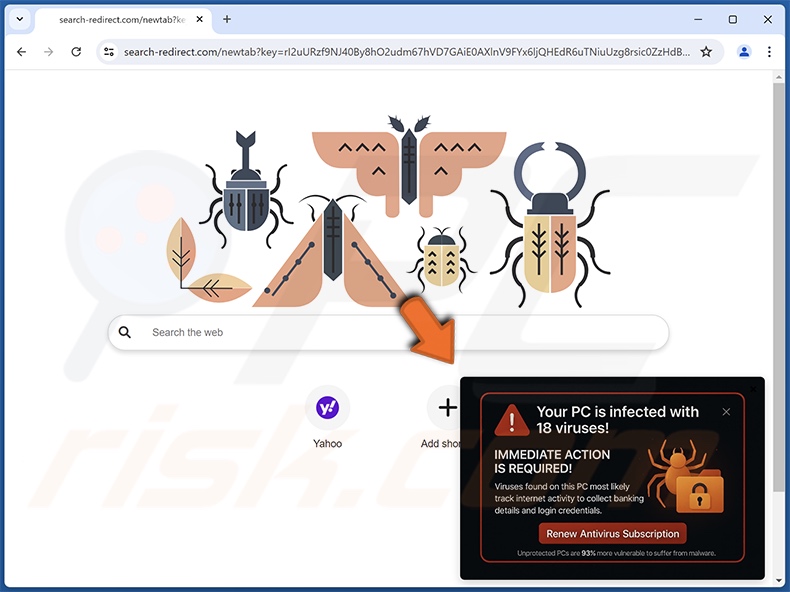search-redirect.com a affiché une fausse fenêtre contextuelle