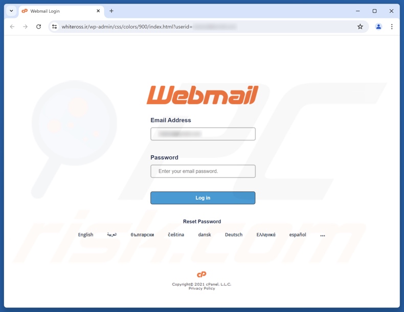 Site de phishing promu par l'e-mail frauduleux « Un conflit IP a été détecté sur votre compte »