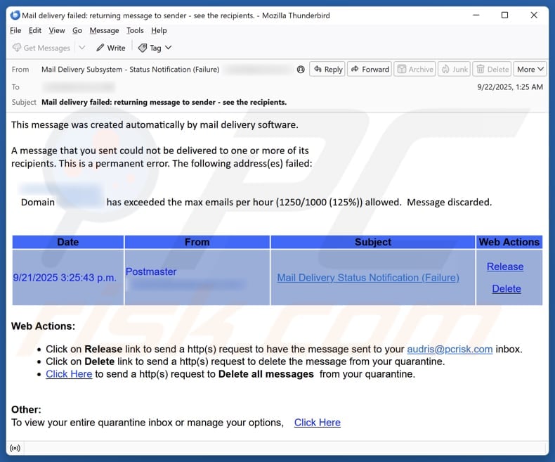 Campagne de spam par e-mail « Email Account Failure Notice »