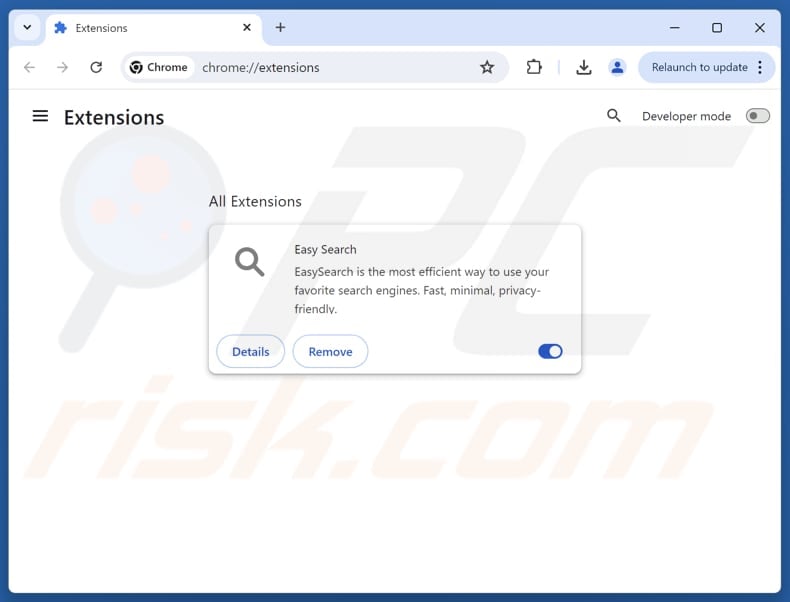 Suppression des extensions Google Chrome liées à easy-search.pro