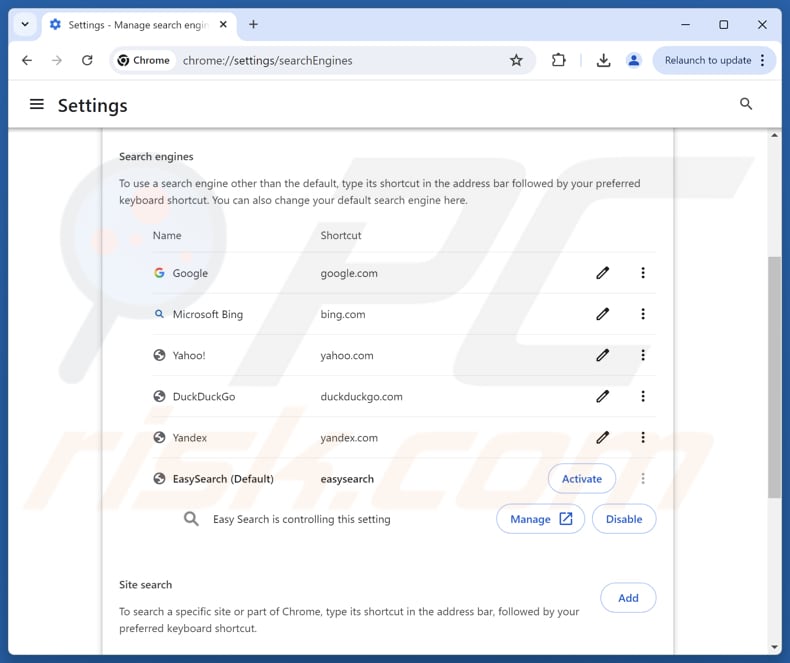 Supprimer easy-search.pro du moteur de recherche par défaut de Google Chrome
