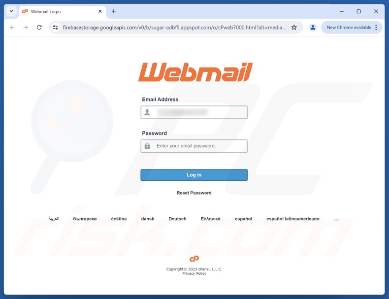 Site de phishing promu par l'e-mail frauduleux Email On Hold