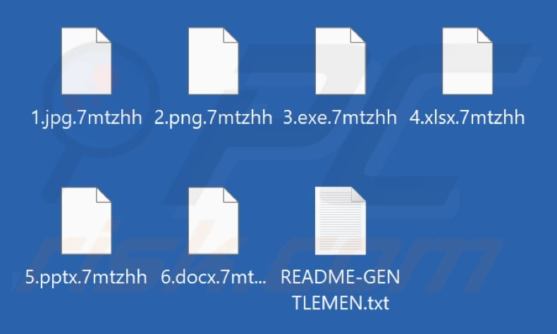 Fichiers cryptés par le ransomware Gentlemen (extension aléatoire)
