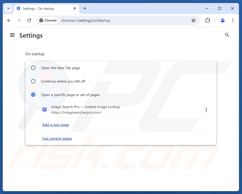 Suppression de imagesearcherpro.com de la page d'accueil de Google Chrome