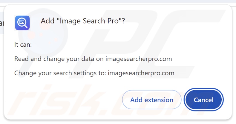 Le pirate de navigateur Image Search Pro demandant des autorisations