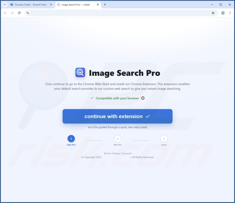 Site Web utilisé pour promouvoir le pirate de navigateur Image Search Pro