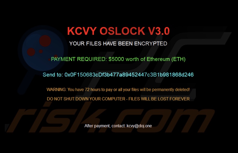 Message du ransomware KCVY OSLOCK