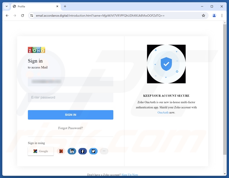 Site d'hameçonnage promu par l'e-mail frauduleux « Échec de l'authentification du serveur de messagerie »