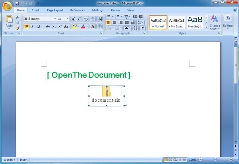 Document distribuant MostereRAT