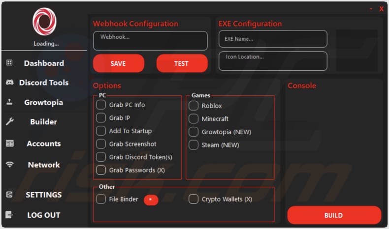 Panneau d'administration d'Osprey Stealer