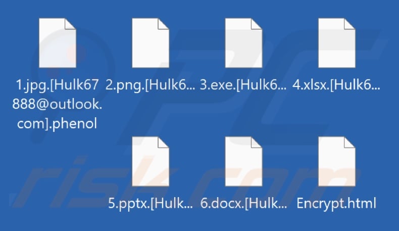 Fichiers cryptés par le ransomware Phenol (extension .phenol)