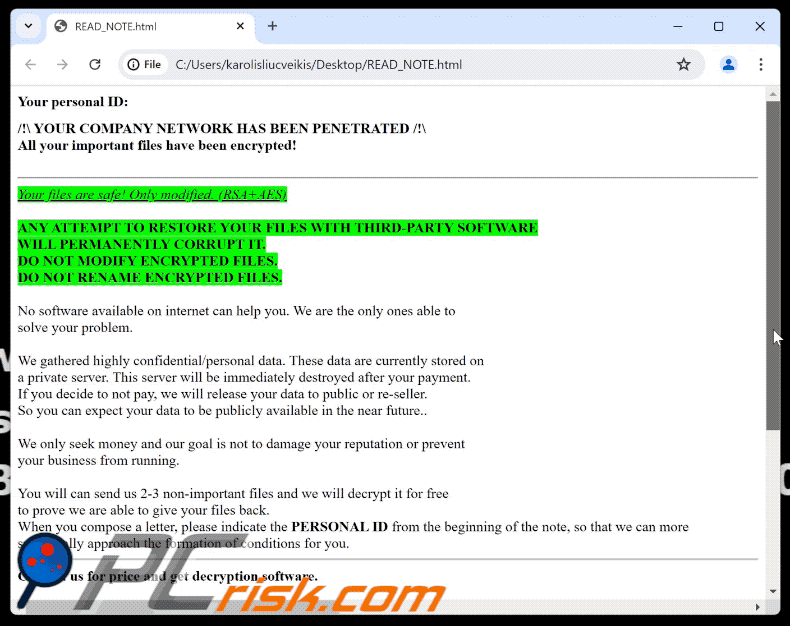 Note de rançon du ransomware SolutionWeHave (READ_NOTE.html) GIF
