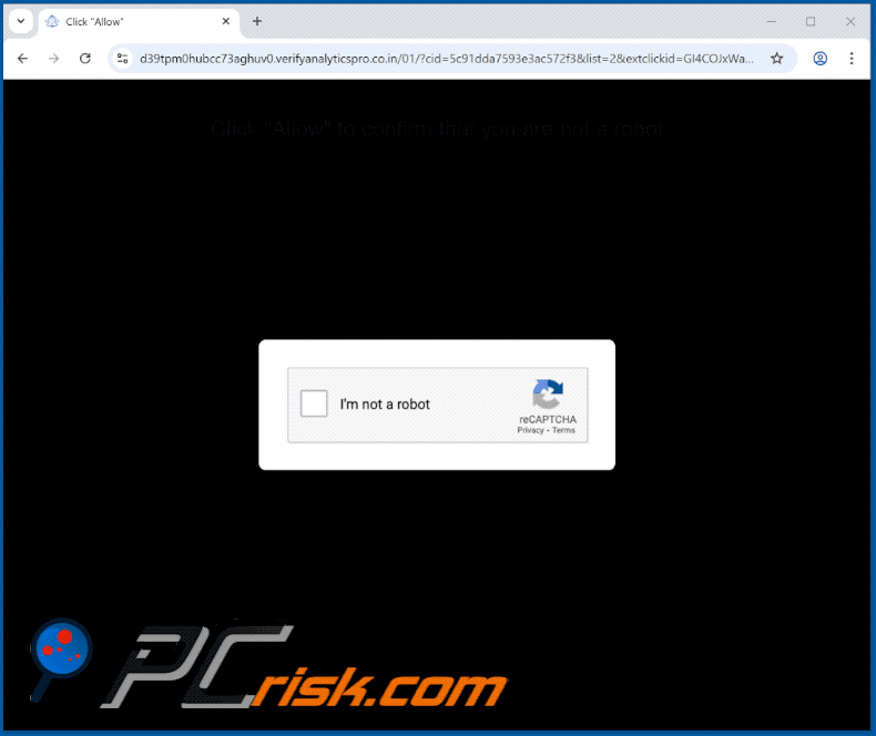 apparence du site web verifyanalyticspro.co[.]in (GIF)