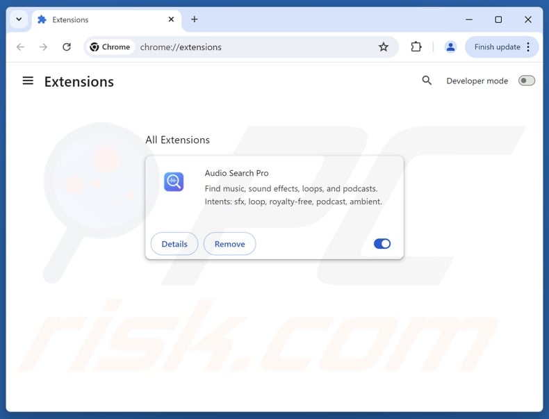 Suppression des extensions Google Chrome liées à audiosearchpro.com