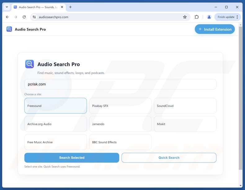 Audio Search Pro pirate de navigateur