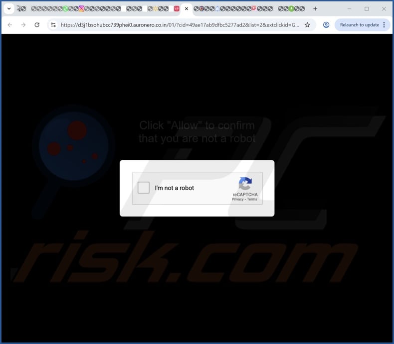 auronero.co[.]in pop-up redirects