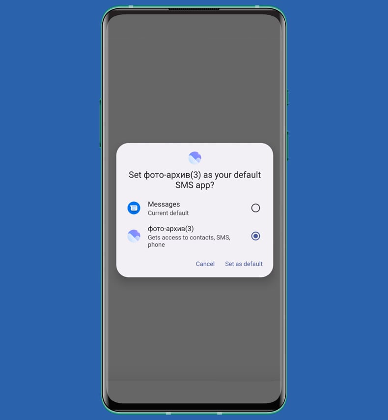 Le malware ClayRat demande l'autorisation d'envoyer des SMS (source : zimperium.com)