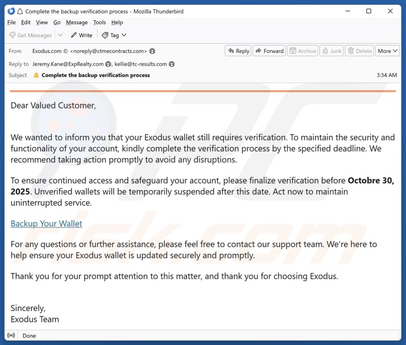 Email Account Failure Notice campagne de spam par e-mail
