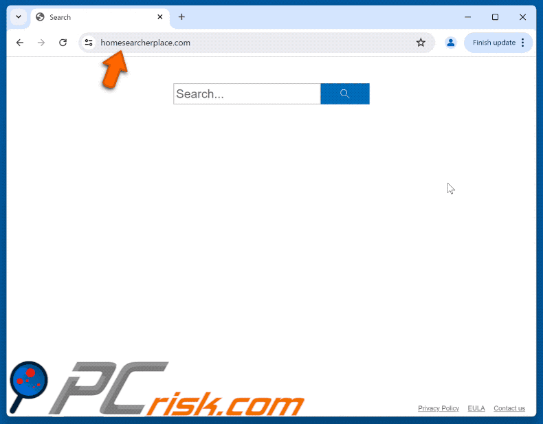 homesearcherplace.com rediriger (via instantsearchly.com) vers Bing (GIF)