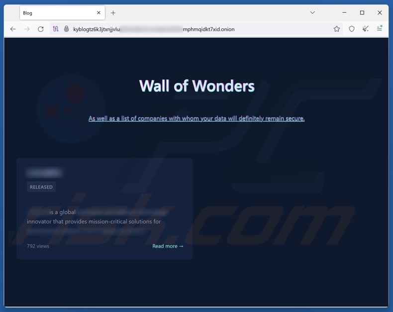 Kyber ransomware site de fuite de données