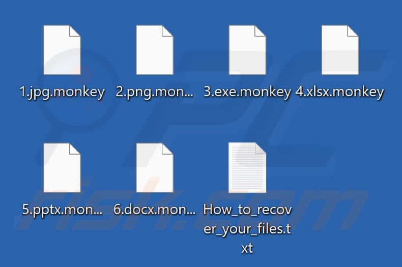 Fichiers cryptés par le ransomware Monkey (extension .monkey)