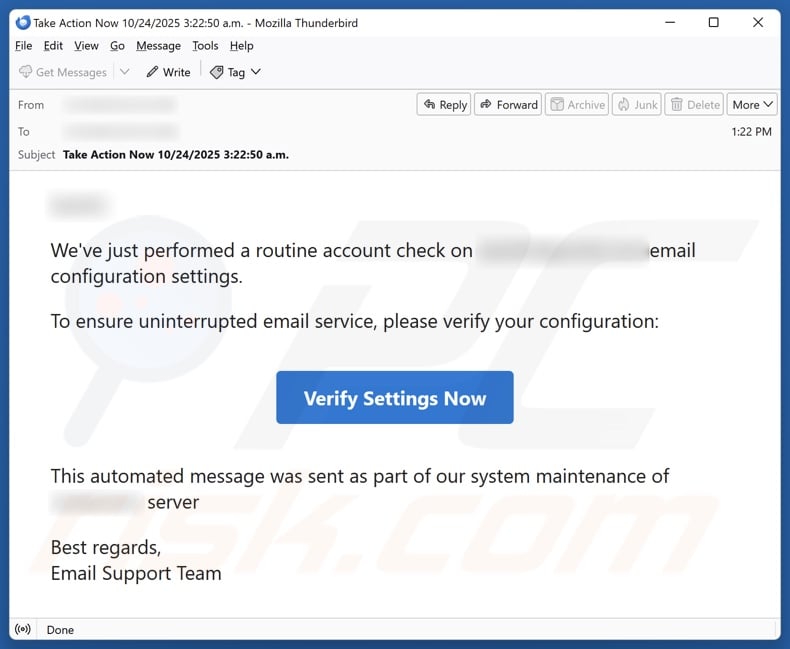 Routine Account Check campagne de spam par e-mail