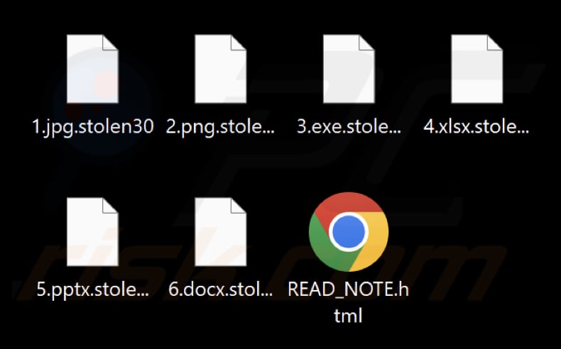 Fichiers cryptés par le ransomware Stolen (extension .stolen30)
