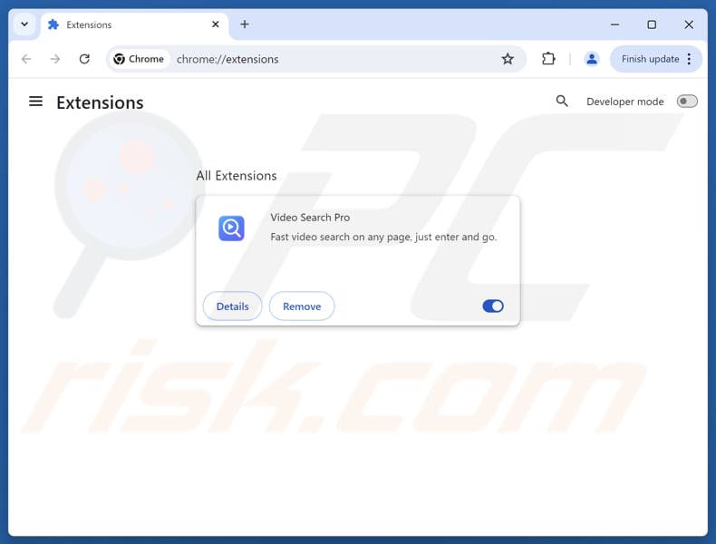 Suppression des extensions Google Chrome liées à videosearcherpro.com