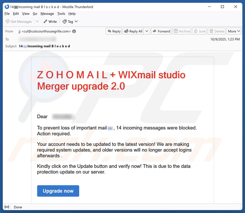 Campagne de spam par e-mail « Email Account Failure Notice »