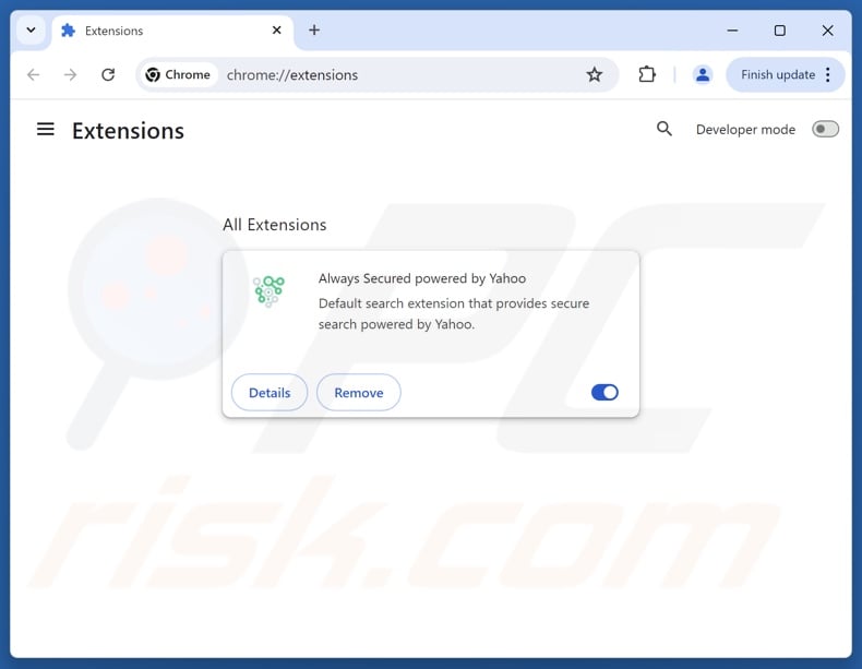 Suppression des extensions Google Chrome liées à alwayssecuredsearch.com