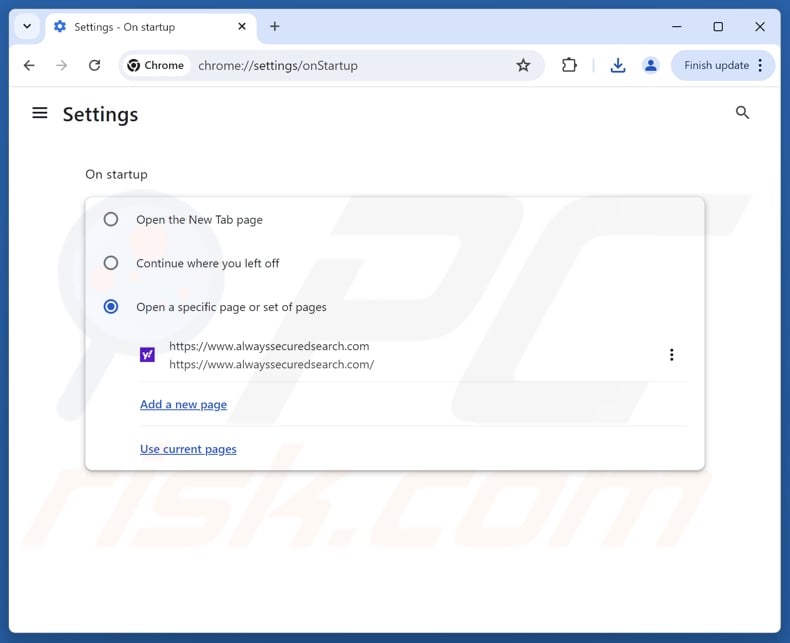 Supprimer alwayssecuredsearch.com de la page d'accueil de Google Chrome