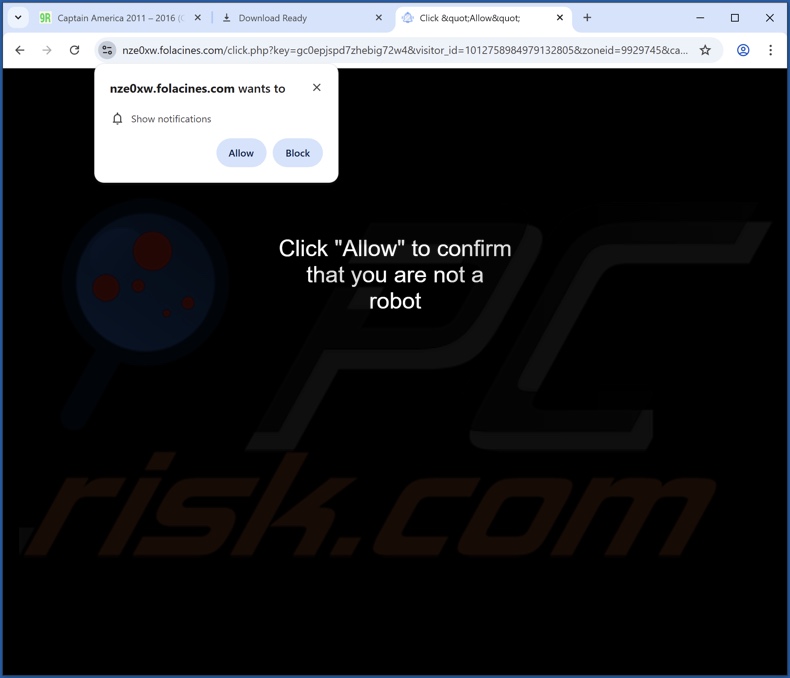 folacines[.]com pop-up redirections