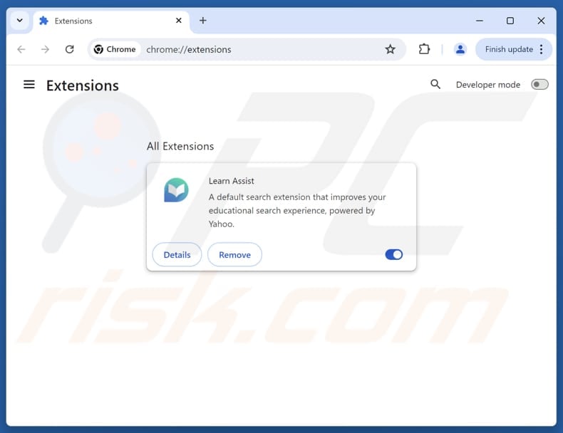 Suppression des extensions Google Chrome liées à learnassistsearch.com