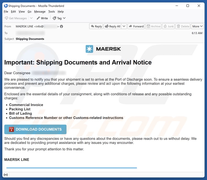 Email Account Failure Notice campagne de spam par e-mail