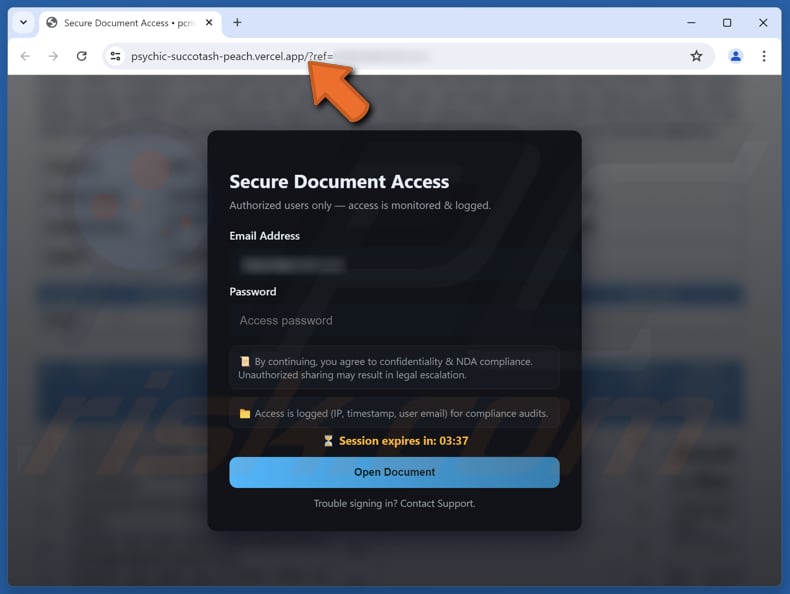Payment Advice Page frauduleuse d'arnaque par e-mail