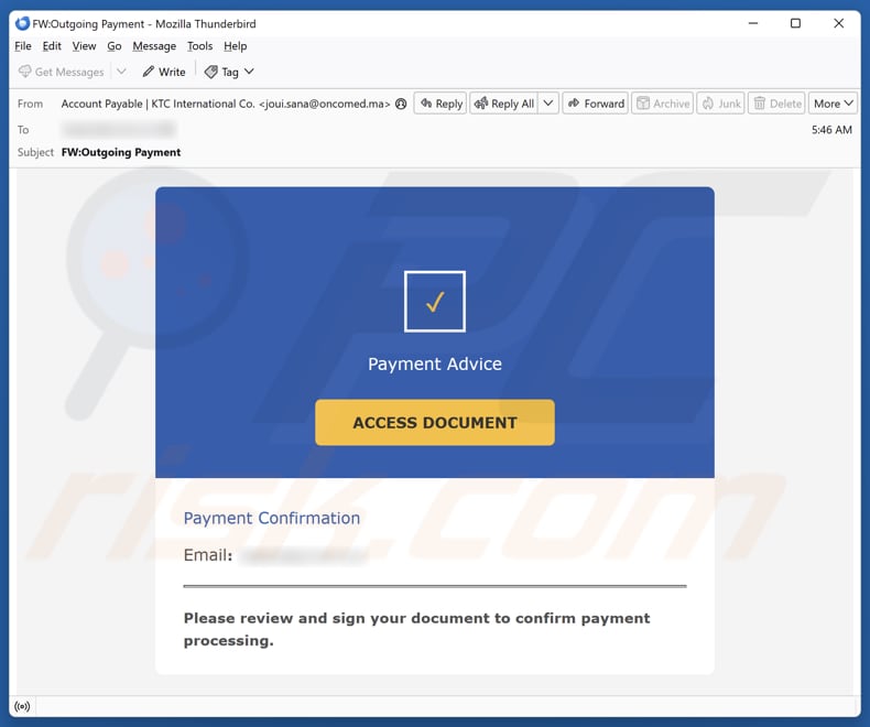 Email Account Failure Notice campagne de spam par e-mail