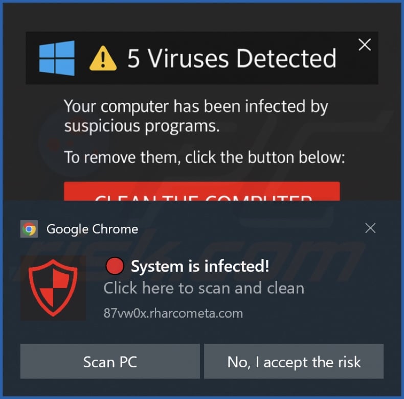 Publicité diffusée par la page Web rharcometa[.]com