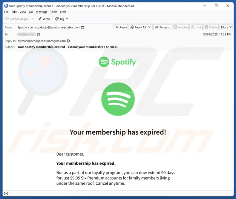Email Account Failure Notice campagne de spam par e-mail
