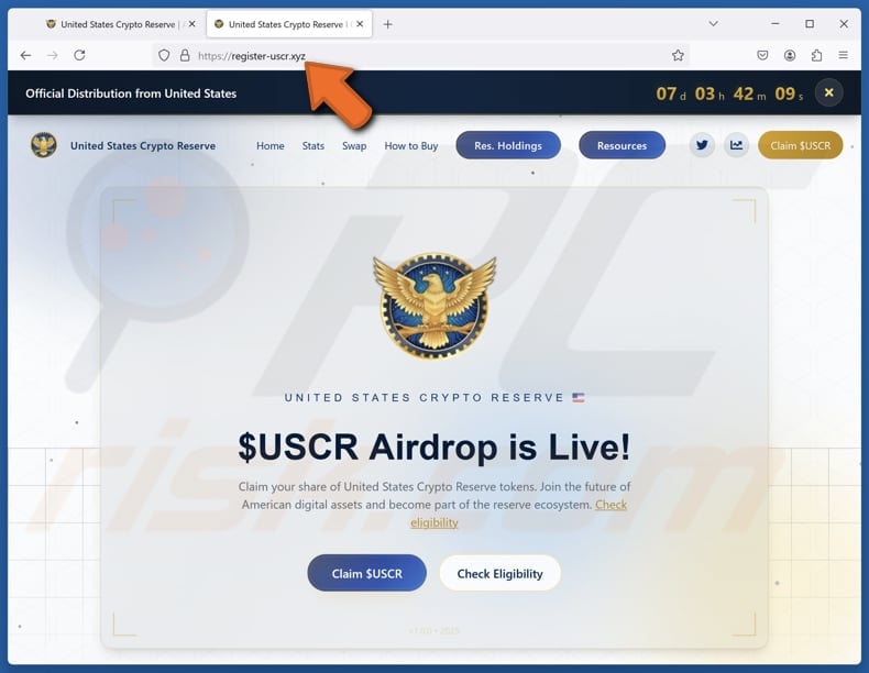 United States Crypto Reserve ($USCR) Airdrop Une autre variante de l'arnaque