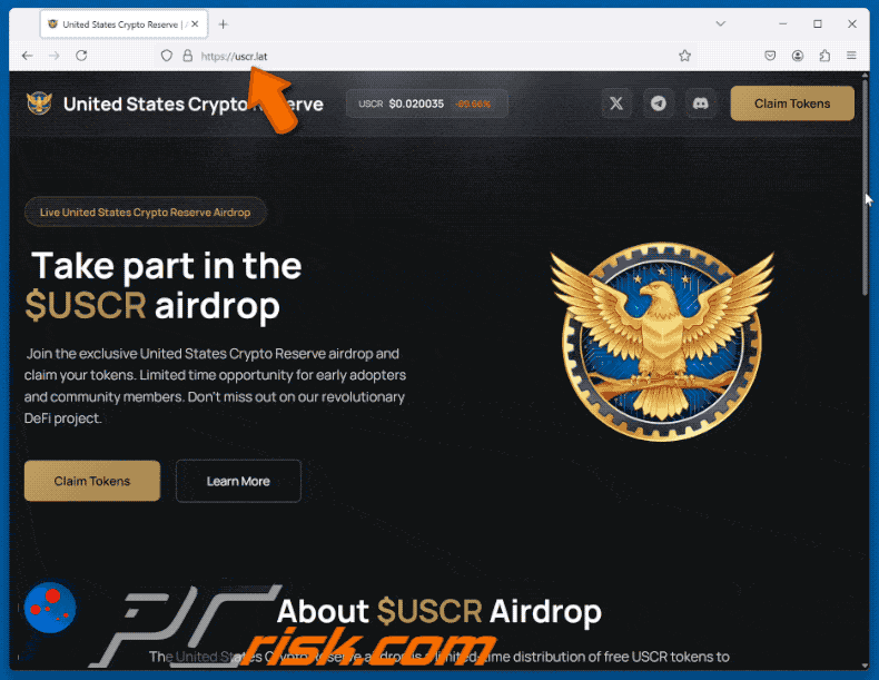 United States Crypto Reserve ($USCR) Airdrop Apparence frauduleuse