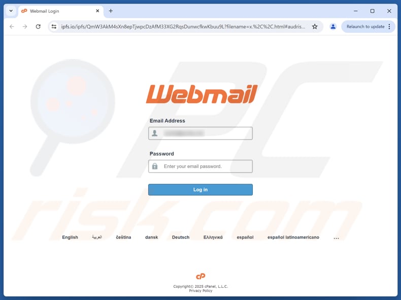 Unverified Login Attempt Page d'hameçonnage par e-mail