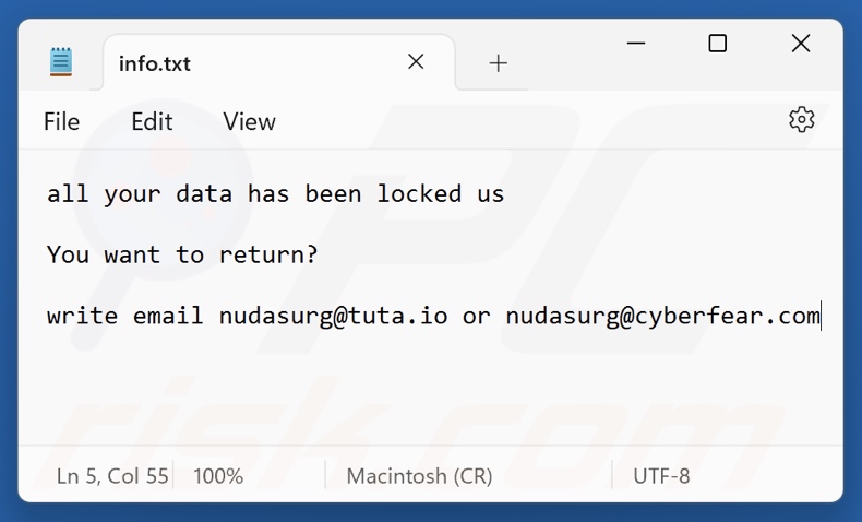 Zeo ransomware fichier texte (info.txt)
