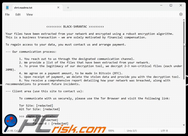 Black Shrantac ransomware demande de rançon (shrt.readme.txt) GIF