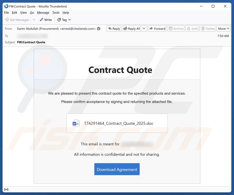 Contract Quote campagne de spam par e-mail